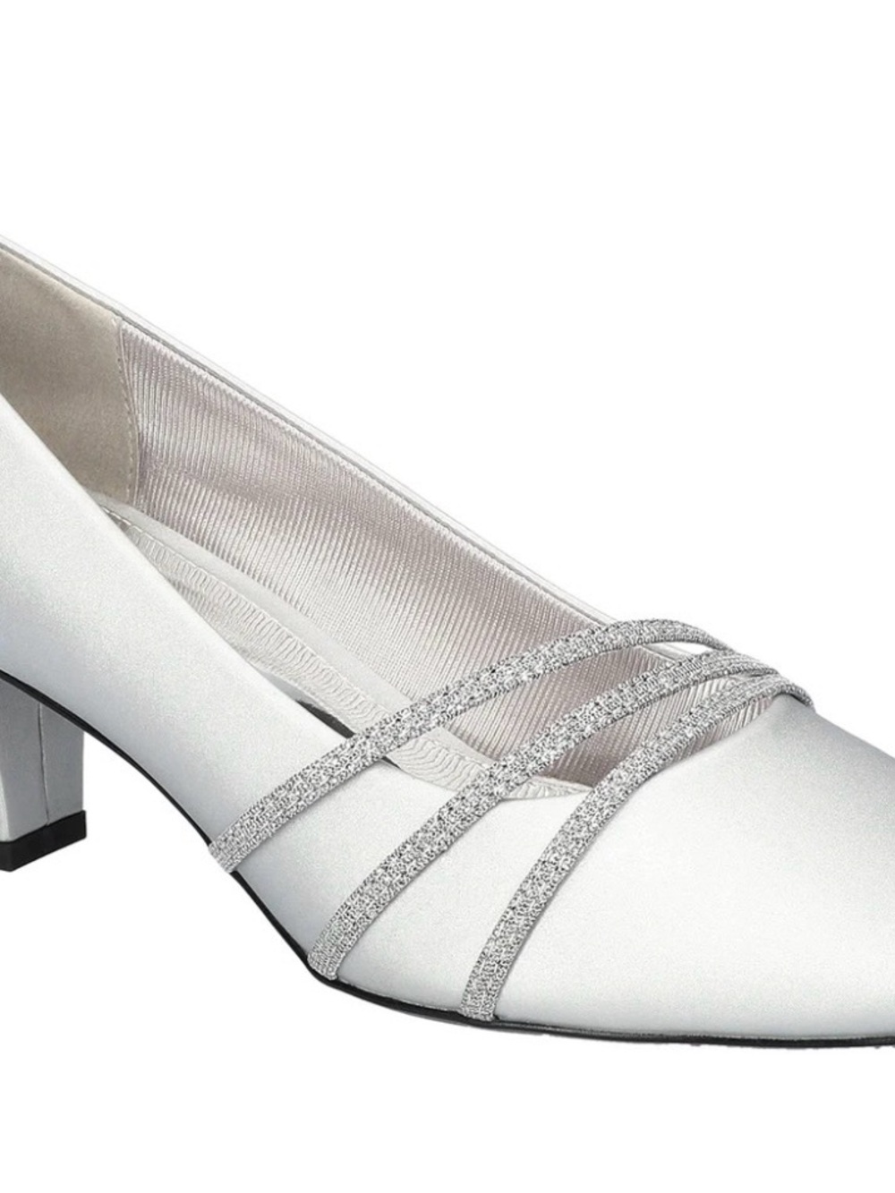 Easy Street Silver Women's Dress Pump with Sparkle Straps